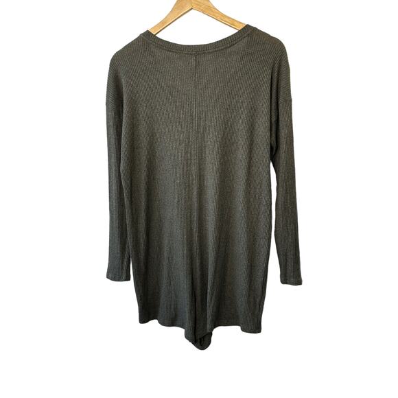 Aerie Dark Green Very Soft Ribbed Long Sleeve Lounge Wear Romper Size Small - Picture 5 of 7